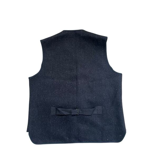 VTG Woolrich Wool Pinstripe Utility Sport Sportsman Hunting Vest Black Size 12 - Picture 2 of 3